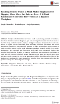 Cover page: Recalling Positive Events at Work Makes Employees Feel Happier, Move More, but Interact Less: A 6-Week Randomized Controlled Intervention at a Japanese Workplace