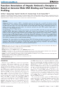 Cover page: Function Annotation of Hepatic Retinoid x Receptor α Based on Genome-Wide DNA Binding and Transcriptome Profiling