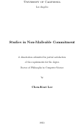 Cover page: Studies in Non-Malleable Commitment