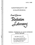 Cover page: THERMAL PROPERTIES OF SOLID HYDROGEN UNDER PRESSURE