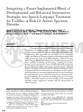 Cover page: Integrating a Parent-Implemented Blend of Developmental and Behavioral Intervention Strategies into Speech-Language Treatment for Toddlers at Risk for Autism Spectrum Disorder