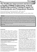 Cover page: The Healthcare Improvement and Innovation in Quality (THINQ) Collaborative: A Novel Quality Improvement Training Program for Undergraduate and Postgraduate Students.