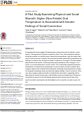 Cover page: A Pilot Study Examining Physical and Social Warmth: Higher (Non-Febrile) Oral Temperature Is Associated with Greater Feelings of Social Connection