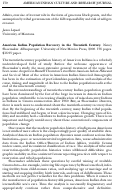 Cover page: American Indian Population Recovery in the Twentieth Century. Nancy Shoemaker.
