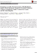 Cover page: Developing Accessible, Pictorial Versions of Health-Related Quality-of-Life Instruments Suitable for Economic Evaluation: A Report of Preliminary Studies Conducted in Canada and the United Kingdom