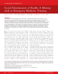 Cover page: Social Determinants of Health: A Missing Link in Emergency Medicine Training