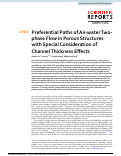 Cover page: Preferential Paths of Air-water Two-phase Flow in Porous Structures with Special Consideration of Channel Thickness Effects