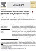 Cover page: Obesity development in neuron-specific lipoprotein lipase deficient mice is not responsive to increased dietary fat content or change in fat composition