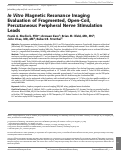 Cover page: In Vitro Magnetic Resonance Imaging Evaluation of Fragmented, Open‐Coil, Percutaneous Peripheral Nerve Stimulation Leads