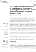 Cover page: The Effect of Hydrostatic Pressure on Enrichments of Hydrocarbon Degrading Microbes From the Gulf of Mexico Following the Deepwater Horizon Oil Spill