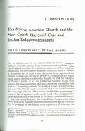 Cover page: The Native American Church and the New Court: The Smith Case and Indian Religious Freedoms