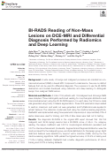 Cover page: BI-RADS Reading of Non-Mass Lesions on DCE-MRI and Differential Diagnosis Performed by Radiomics and Deep Learning