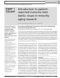 Cover page: Introduction to patient-reported outcome item banks: issues in minority aging research
