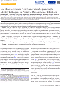 Cover page: Use of Metagenomic Next-Generation Sequencing to Identify Pathogens in Pediatric Osteoarticular Infections