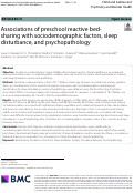 Cover page: Associations of preschool reactive bed-sharing with sociodemographic factors, sleep disturbance, and psychopathology.
