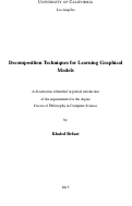 Cover page: Decomposition Techniques for Learning Graphical Models