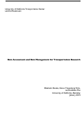 Cover page of Risk Assessment and Risk Management for Transportation Research