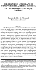 Cover page: The Changing Landscape of Women's Rights Activism in China: The Continued Legacy of the Beijing Conference