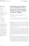 Cover page: Hospitalized cancer patients with comorbidities and low lymphocyte counts had poor clinical outcomes to immune checkpoint inhibitors