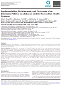 Cover page of Implementation, Maintenance, and Outcomes of an Electronic Referral to a Tobacco Quitline Across Five Health Systems