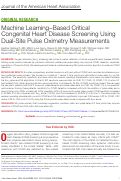 Cover page: Machine Learning–Based Critical Congenital Heart Disease Screening Using Dual‐Site Pulse Oximetry Measurements