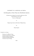Cover page: Grid Integration of Solar Power into Distribution Systems