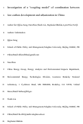 Cover page: Investigation of a “coupling model” of coordination between low-carbon development and urbanization in China