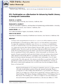 Cover page: ESL Participation as a Mechanism for Advancing Health Literacy in Immigrant Communities
