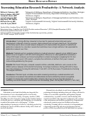 Cover page: Increasing Education Research Productivity: A Network Analysis