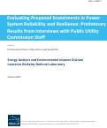 Cover page: Evaluating Proposed Investments in Power System Reliability and Resilience: Preliminary Results from Interviews with Public Utility Commission Staff:
