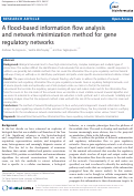 Cover page: A flood-based information flow analysis and network minimization method for gene regulatory networks