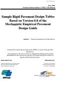 Cover page: Sample Rigid Pavement Design Tables Based on Version 0.8 of the Mechanistic Empirical Pavement Design Guide