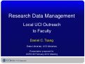 Cover page: Research Data Management: Local UCI Outreach to Faculty