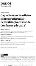 Cover page: O que Pensa o Brasileiro sobre a Federação? Centralização e Crise de Confiança pós-2013