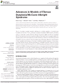 Cover page: Advances in Models of Fibrous Dysplasia/McCune-Albright Syndrome.