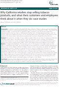 Cover page: Why california retailers stop selling tobacco products, and what their customers and employees think about it when they do: Case studies