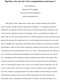 Cover page: Big Data: why (oh why?) <em>this</em> computational social science?