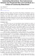 Cover page of Automating Interactions: How Autonomous Vehicles Can Perpetuate Bias and Contribute to a Culture of Community Detachment