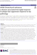 Cover page: APOE Christchurch enhances a disease-associated microglial response to plaque but suppresses response to tau pathology