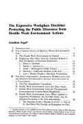 Cover page: The Expressive Workplace Doctrine: Protecting the Public Discourse from Hostile Work Environment Actions