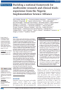 Cover page: Building a national framework for multicentre research and clinical trials: experience from the Nigeria Implementation Science Alliance