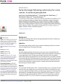 Cover page: Early discharge following colectomy for colon cancer: A national perspective.