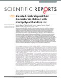 Cover page: Elevated cerebral spinal fluid biomarkers in children with mucopolysaccharidosis I-H