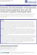 Cover page: Generation and characterization of transgene-free human induced pluripotent stem cells and conversion to putative clinical-grade status.