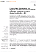 Cover page: Perspective: Biochemical and Physical Constraints Associated With Preparing Thin Specimens for Single-Particle Cryo-EM