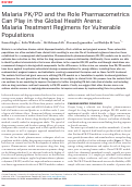 Cover page: Malaria PK/PD and the Role Pharmacometrics Can Play in the Global Health Arena: Malaria Treatment Regimens for Vulnerable Populations