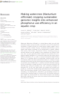 Cover page: Making watercress (Nasturtium officinale) cropping sustainable: genomic insights into enhanced phosphorus use efficiency in an aquatic crop.