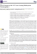 Cover page: Novel Variants in the VCP Gene Causing Multisystem Proteinopathy 1