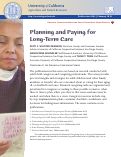 Cover page: Financial Caregiving Series 5: Planning and Paying for Long-Term Care
