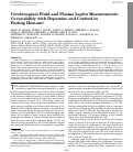 Cover page: Cerebrospinal Fluid and Plasma Leptin Measurements: Covariability with Dopamine and Cortisol in Fasting Humans*